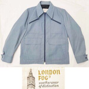 Vintage 1970s London Fog Men's Blue Cotton Blend Chore Jacket